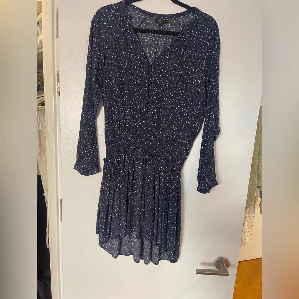 Rails cinch waist, navy blue long sleeve dress. Size Medium